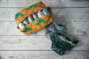 diaper pod full with colorful reusable diapers